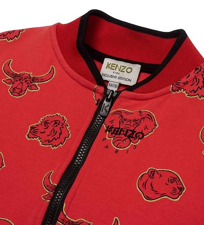 Kenzo Cardigan - Exclusive Edition - Bright Red/Sort m. Kenzos D Kenzo Cardigan - Exclusive Edition - Bright Red/Sort m. Kenzos D