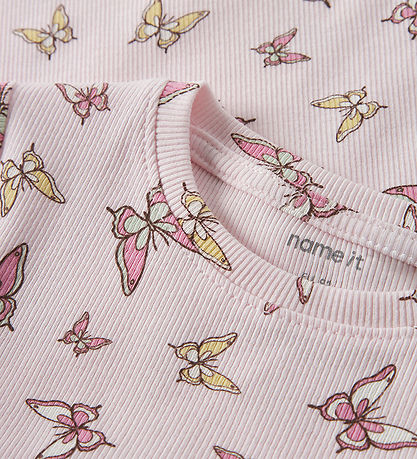 Name It T-shirt - Rib - NmfVemma - Cradle Pink/Butterflies