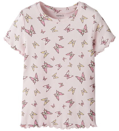 Name It T-shirt - Rib - NmfVemma - Cradle Pink/Butterflies