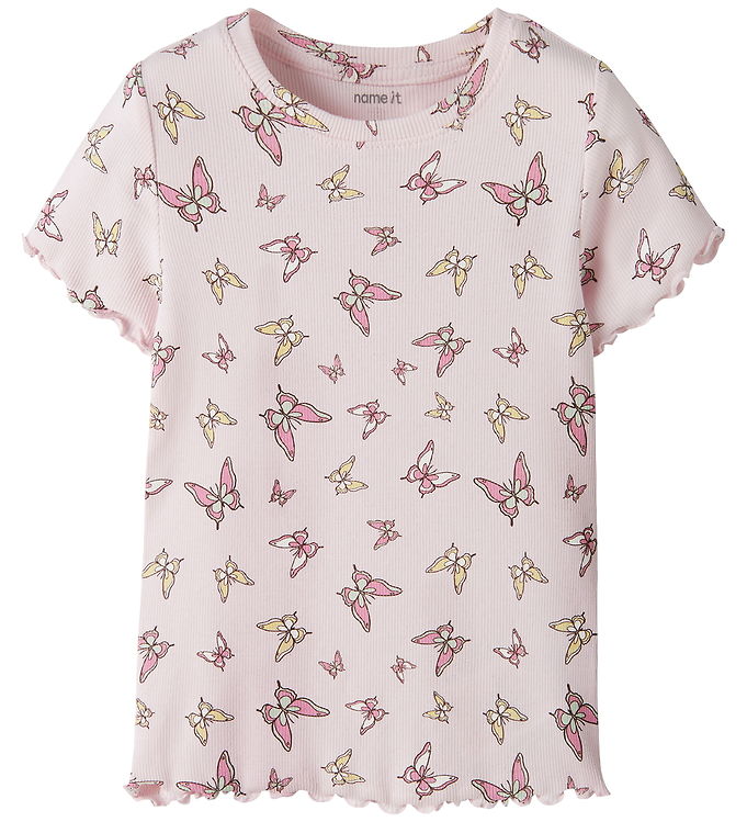Name It T-shirt - Rib - NmfVemma - Cradle Pink/Butterflies