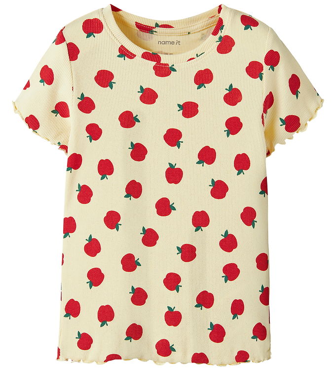 Name It T-shirt - Rib - NmfVemma - Double Cream/Apples
