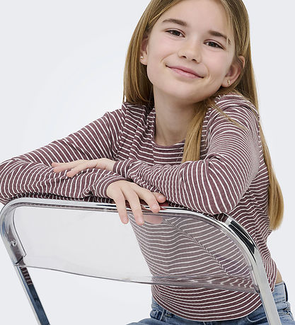 Kids Only Bluse - KogPamia - Rose Brown/Thin White Stripe
