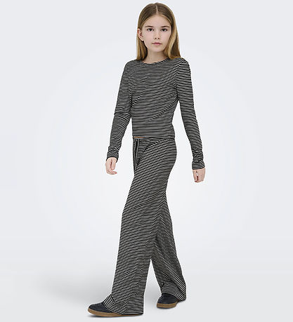 Kids Only Bukser - Rib - KogPamia - Black/Thin White Stripe