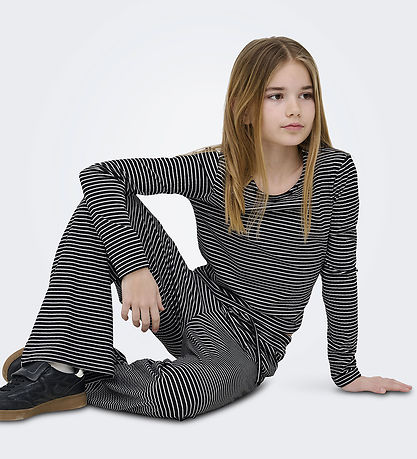 Kids Only Bluse - KogPamia - Rib - Black/Thin White Stripe