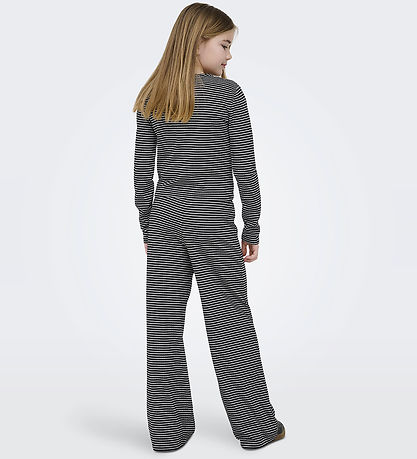 Kids Only Bluse - KogPamia - Rib - Black/Thin White Stripe