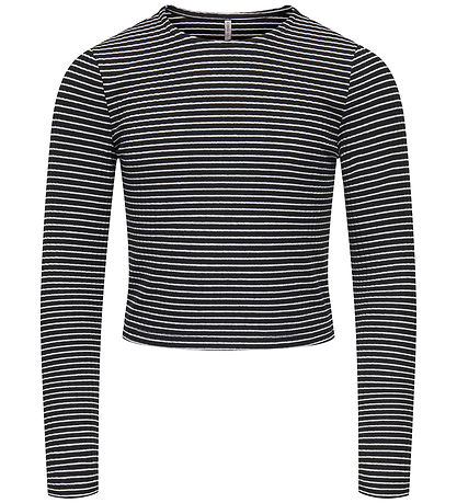 Kids Only Bluse - KogPamia - Rib - Black/Thin White Stripe