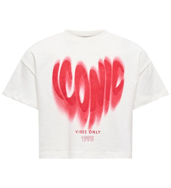 Kids Only T-shirt - Cropped - KogDaphne - Cloud Dancer/Iconic