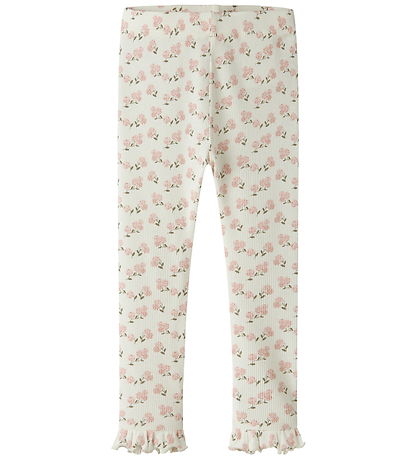 Lil Atelier Leggings - Rib - NmfGago - Coconut Milk/Hydrangea
