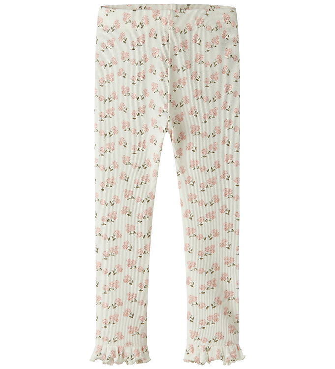 Lil Atelier Leggings - Rib - NmfGago - Coconut Milk/Hydrangea