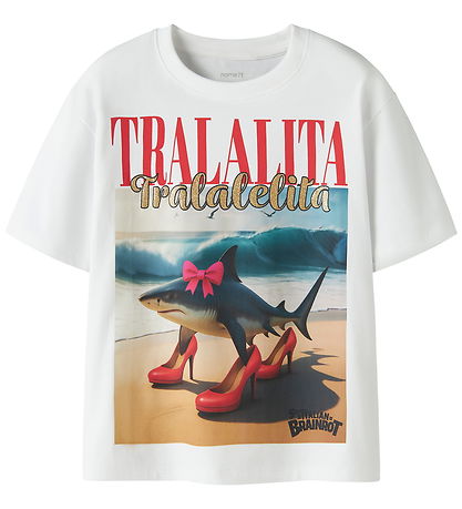 Name It T-shirt - Noos - NkfAdessa Brainrot - Bright White