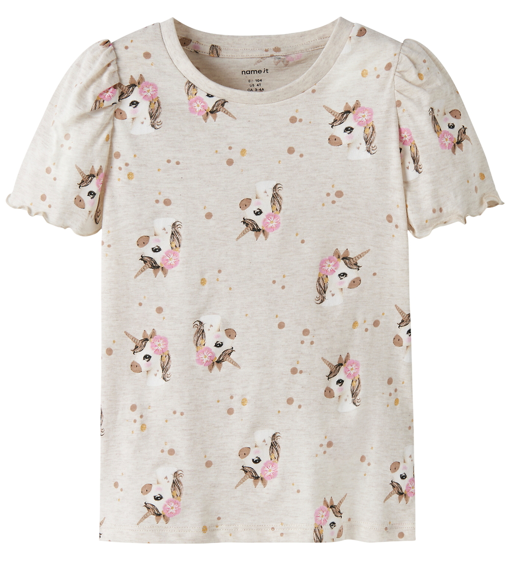 Name It T-Shirt - NmfJalisa - Peyote Melange m. Glitzer - Name It - 2 Jahre (92) - T-Shirts