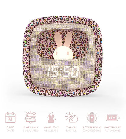 Mobility on Board Vækkeur m. Lys - Billy Clock - Rainbow Leopard