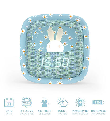 Mobility on Board Vækkeur m. Lys - Billy Clock - Blue Flower
