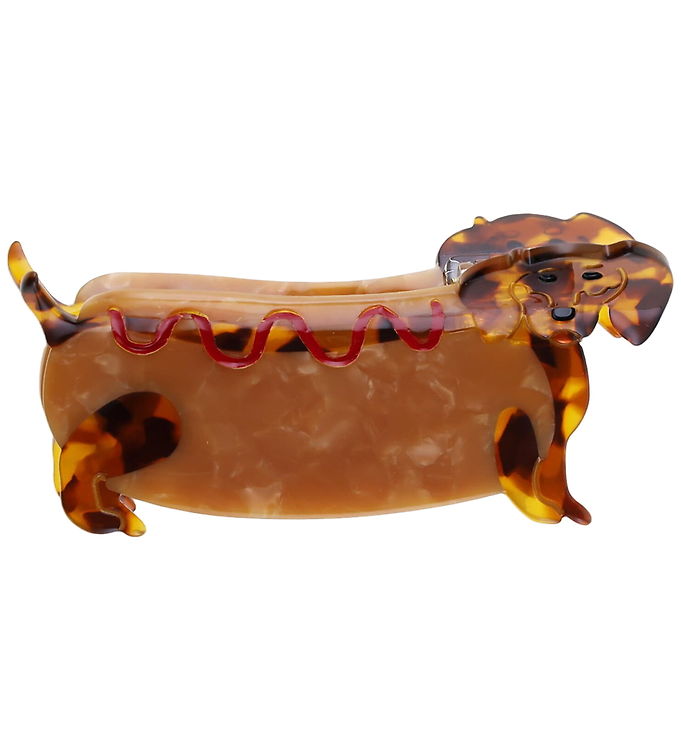 By Stær Hårklemme - Hotdog Gravhund - 4x9 cm - Beige