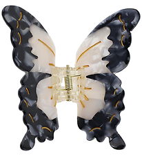 By Stær Hårklemme - Sommerfugl - Hvid/ Sort