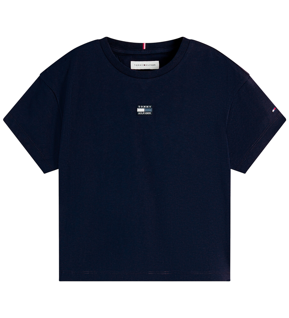 Tommy Hilfiger T-Shirt - Vlag - Dark Nacht Navy Blue - Tommy Hilfiger - 7 jaar (122) - T-Shirts
