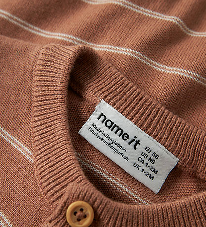 Name It Cardigan - NbmHarris - Mocha Mousse/Cloud Dancer