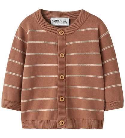 Name It Cardigan - NbmHarris - Mocha Mousse/Cloud Dancer