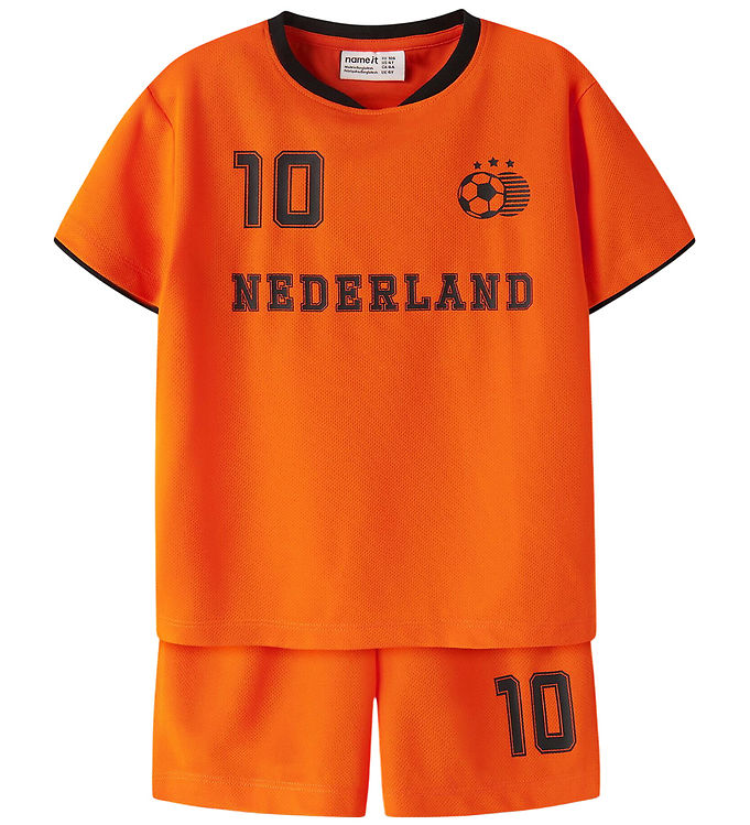 Name It Hiteam - Børn Fodboldsæt - Orange/Sort - 98