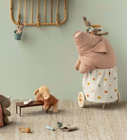 Maileg Bamse - Polly Pork - Stor - 49 cm - Rosa/Hvidternet