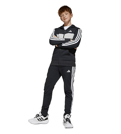 adidas Performance Træningssæt - J 3S Tib FL TS - Black/White/Gr