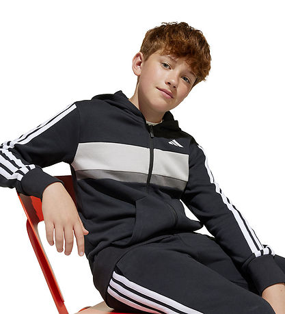 adidas Performance Træningssæt - J 3S Tib FL TS - Black/White/Gr