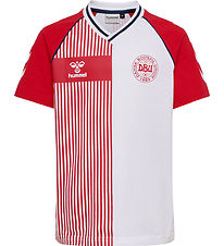 Hummel T-shirt - hmlJR REG DBU Stripy - Tango Red