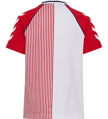 Hummel T-shirt - hmlJR REG DBU Stripy - Tango Red