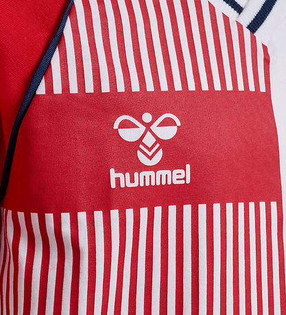 Hummel T-shirt - hmlJR REG DBU Stripy - Tango Red
