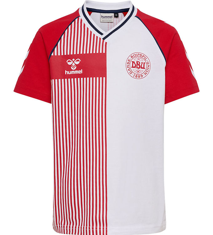 Hummel T-shirt - hmlJR REG DBU Stripy - Tango Red