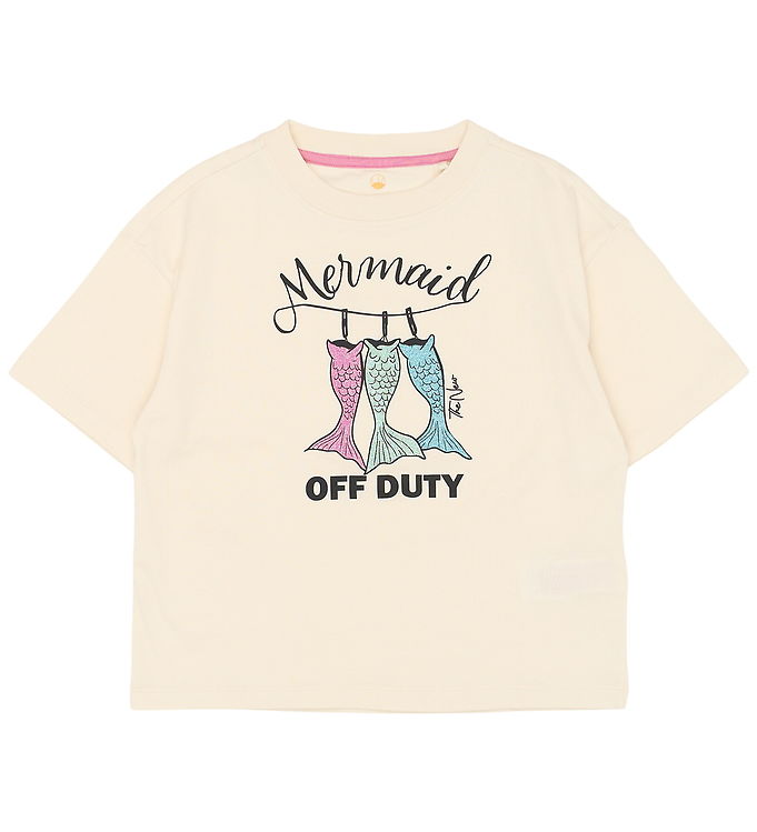 The New T-shirt Gardenia Med Mermaid Print - Str. 7-8y 122/128cm