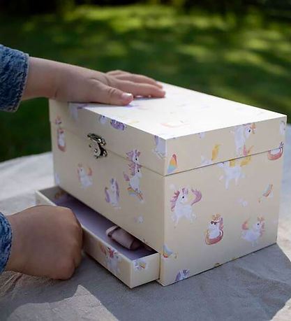 Filibabba Smykkeskrin m. Musik - Unicorn - Yellow