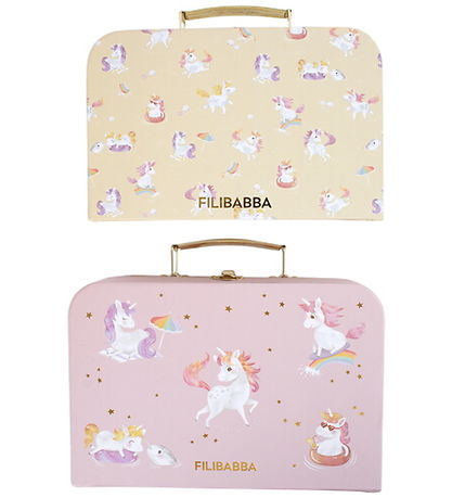 Filibabba Kuffert - 2-pak - Unicorn Shores - Yellow/ Rose
