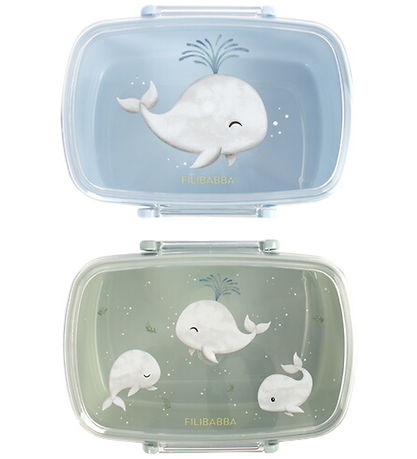 Filibabba Madkasse - 2-pak - Christian's Whale Tales - Blue/ Gre