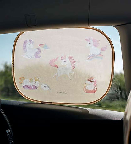 Filibabba Solskærm Til Bil - 2-pak - Unicorn Shores - Yellow