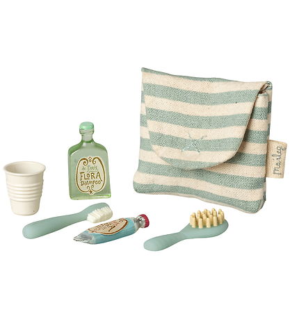 Maileg Dukketilbehør - Toilettaske - Blue Stripe