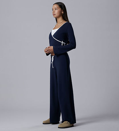 LMTD Bukser - Wide - NlfBenedicte - Dark Sapphire/W. Bright Whit