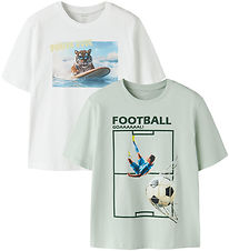 Name It T-shirt - NkmVoto - 2-pak - Bright White/Pale Aqua