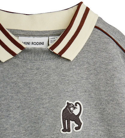Mini Rodini Sweatshirt m. Krave - Panther Patch - Grey Melange