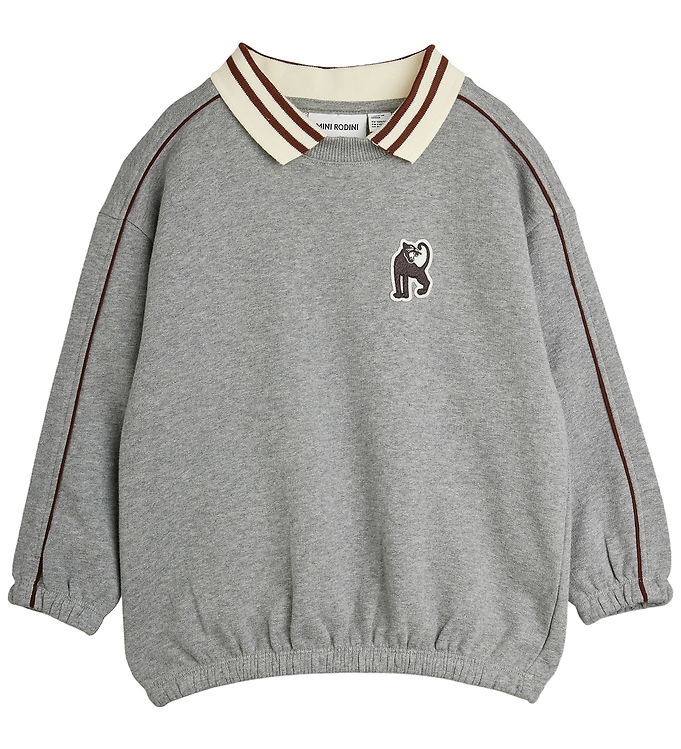 Mini Rodini Sweatshirt m. Krave - Panther Patch - Grey Melange