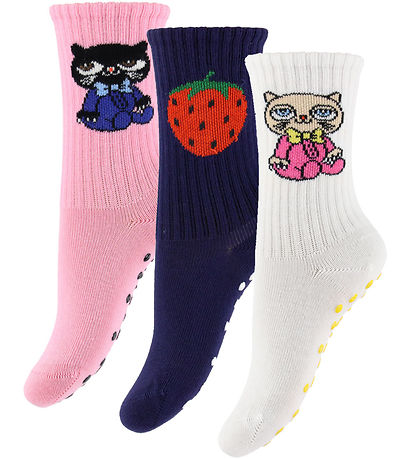 Mini Rodini Strømper m. Dupper - 3-pak - Cats - Multi