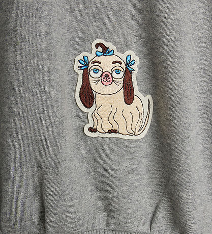 Mini Rodini Sweatshirt - Minibabies Patches - Grey Melange