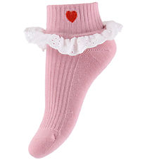 Mini Rodini Strømper - Heart Lace - Pink