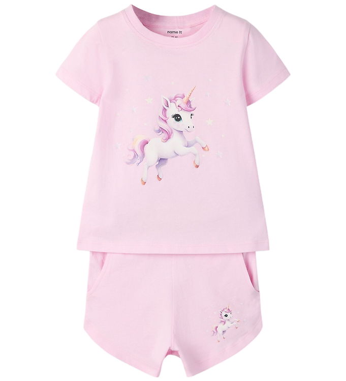 Name It NmfHelgas - T-shirt & Shortssæt - Pink - 104