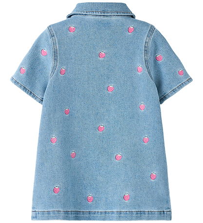 Name It Kjole - NmfLaila - Light Blue Denim/Strawberry