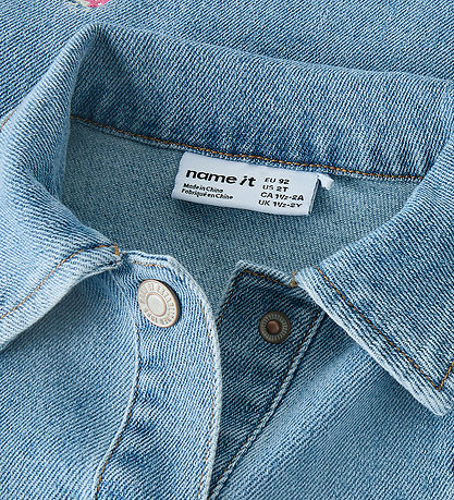 Name It Kjole - NmfLaila - Light Blue Denim/Strawberry