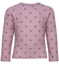 Hummel Sundbolur med ermum - HmlMini Bee - AOP - Mauve Shadow
