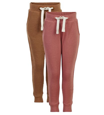 Minymo Sweatpants - 2-pak - Canyon Rose/Brun Minymo Sweatpants - 2-pak - Canyon Rose/Brun