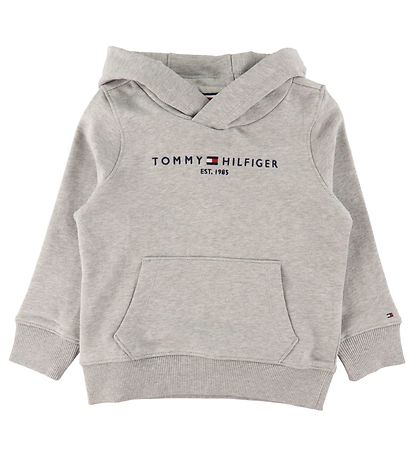 Tommy Hilfiger Hættetrøje - Essential - Organic - Gråmeleret Tommy Hilfiger Hættetrøje - Essential - Organic - Gråmeleret