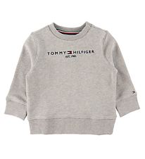 Tommy Hilfiger Sweatshirt - Essential - Organic - Gråmeleret Tommy Hilfiger Sweatshirt - Essential - Organic - Gråmeleret